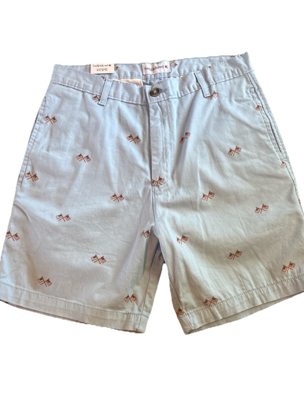 NWT Saddlebred Light Blue American Flag Patterned Shorts